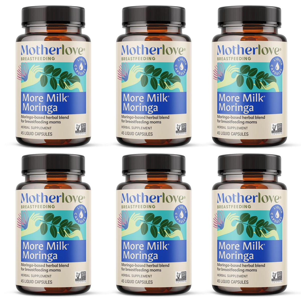 Motherlove More Milk Moringa bottle with organic herbs for lactation support