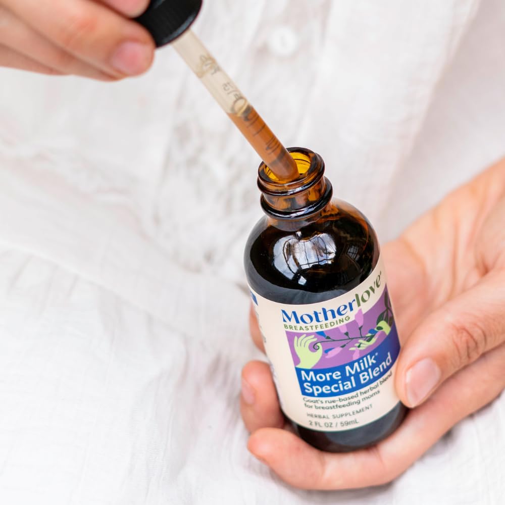 Motherlove More Milk Special Blend bottle shows goat's rue herbs as a key ingredient.