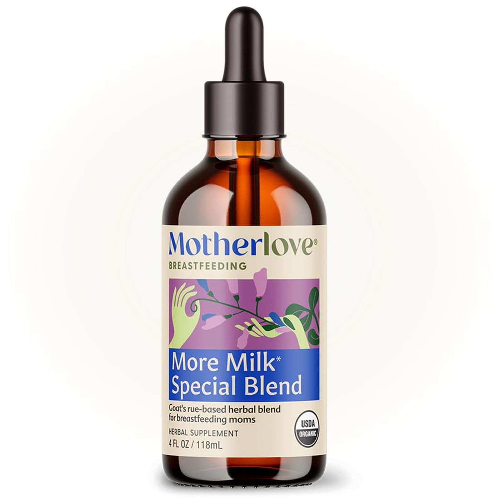 Motherlove More Milk Special Blend tincture bottle ready for daily lactation support.
