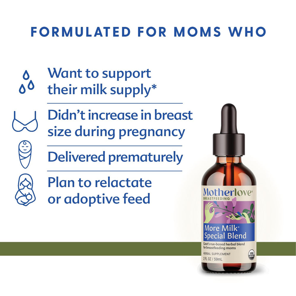 Motherlove More Milk Special Blend tincture drops added to a beverage for easy dosing.