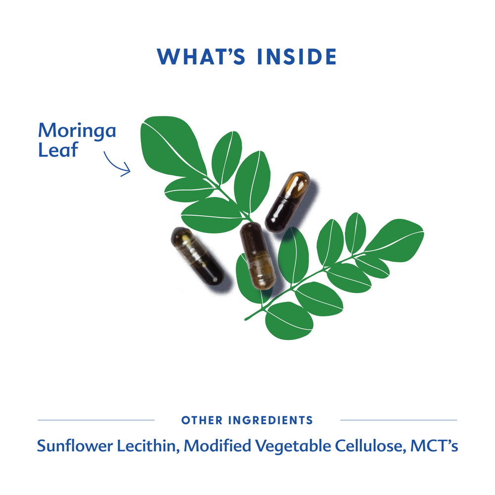 Motherlove Moringa capsules in hand suggesting easy daily dosing