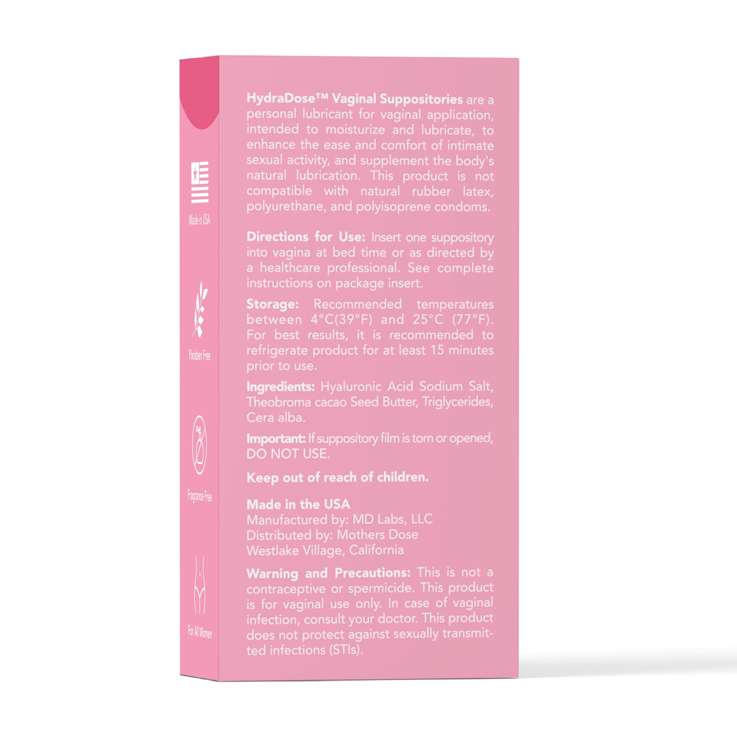 MOTHER’S DOSE hyaluronic acid suppositories pack ready for use