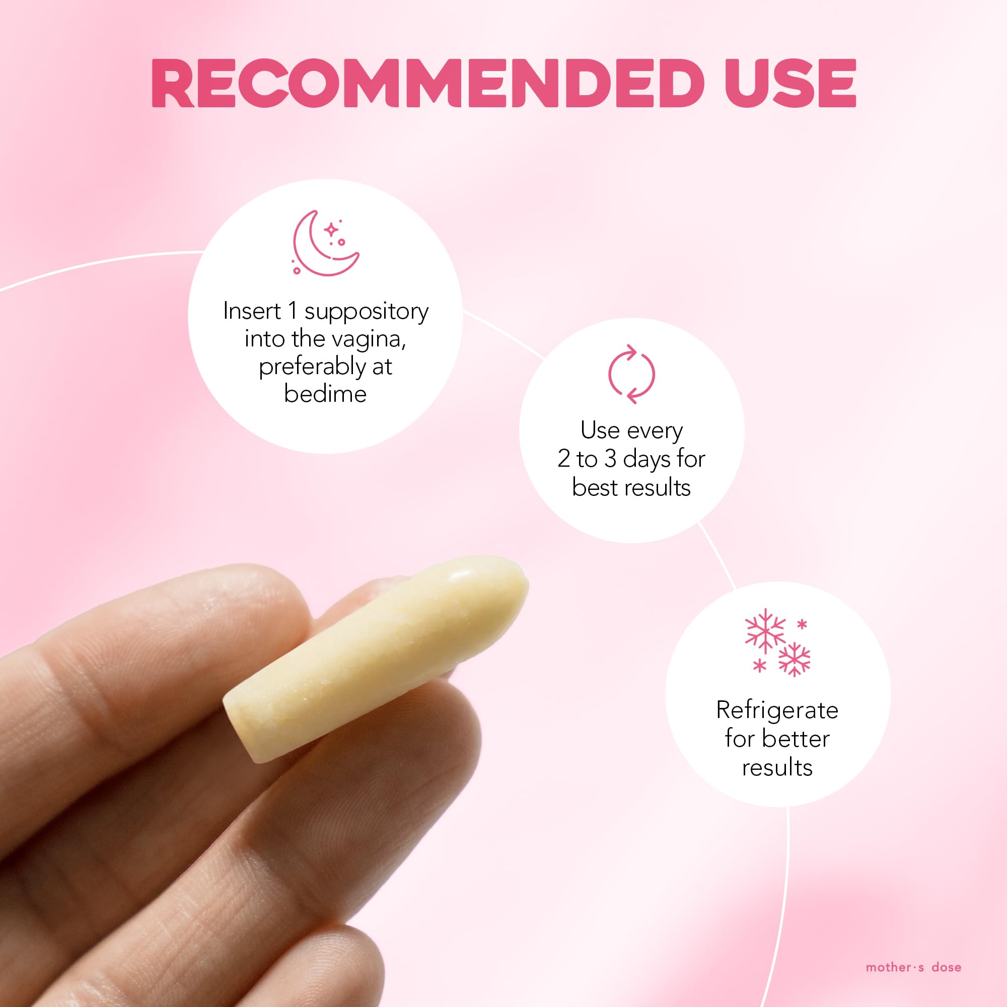 Unwrapped MOTHER’S DOSE suppositories for easy insertion