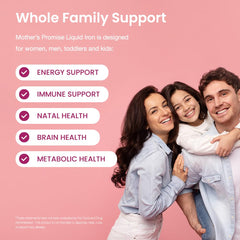 Mother’s Promise berry flavor liquid iron with natural sweetness and no sugar