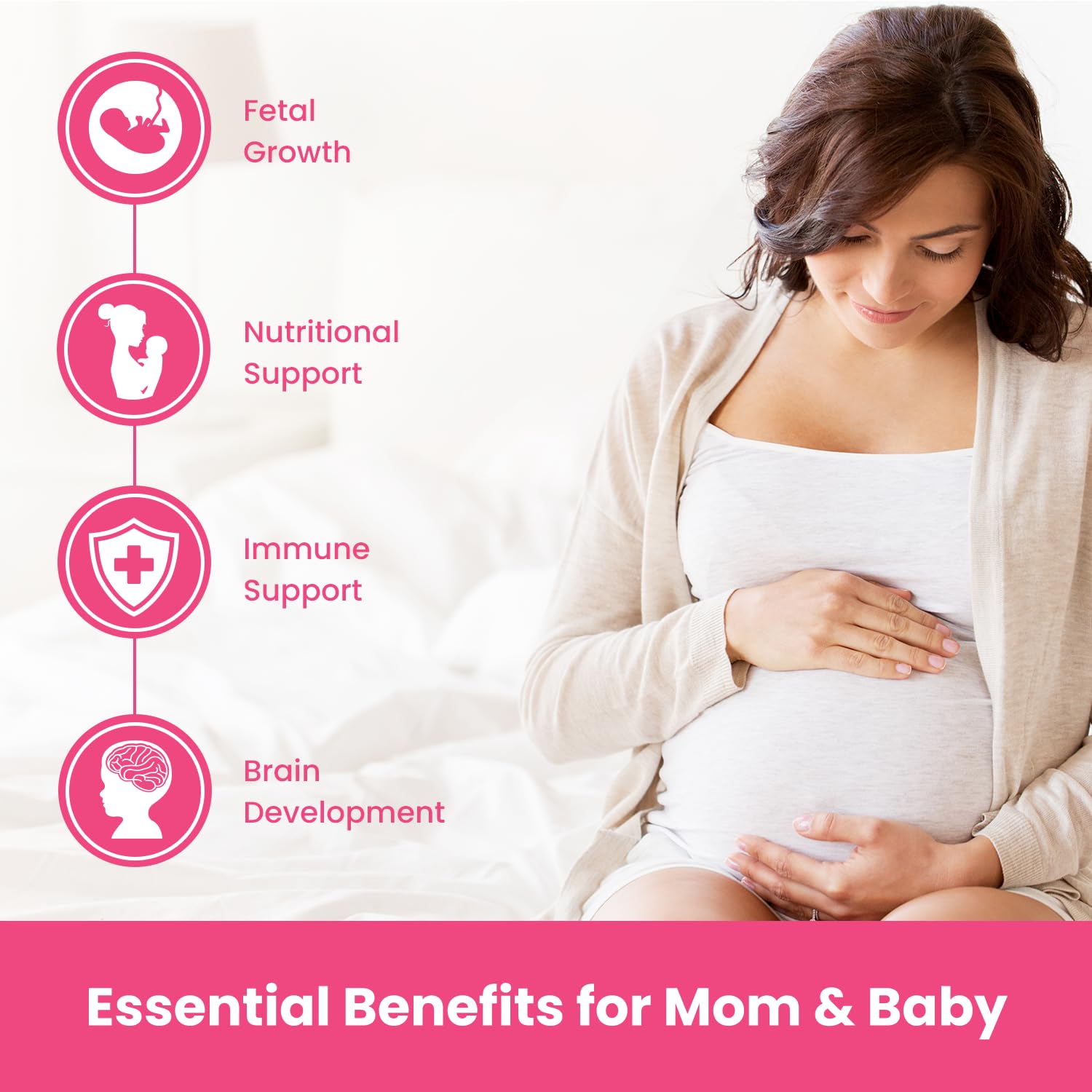 Close-up of Mother’s Promise prenatal gummies highlighting citrus flavor and easy daily intake.