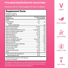 Mother's Promise vegan prenatal label emphasizes plant-based nutrients for mom and baby.