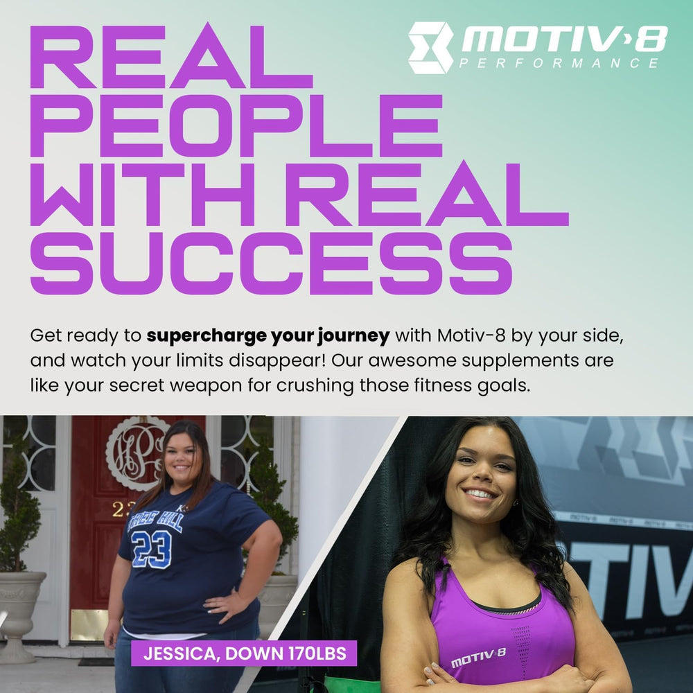 Motiv-8 brand logo closeup reinforces recognizable identity on packaging.