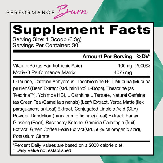 Motiv-8 pre-workout scoop with powder ready to mix for quick focus
