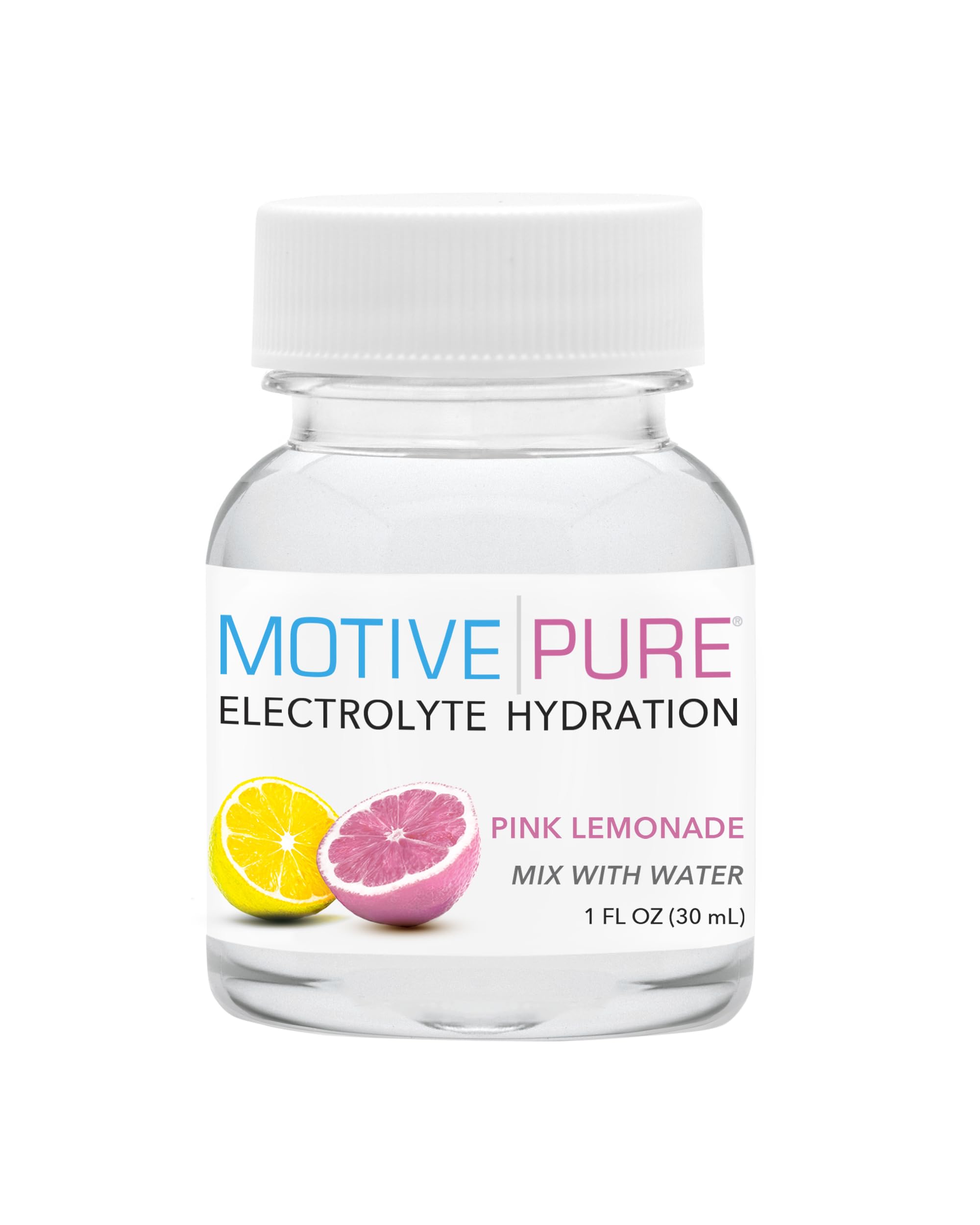 MOTIVE PURE on the go hydration hero shot with pink lemonade