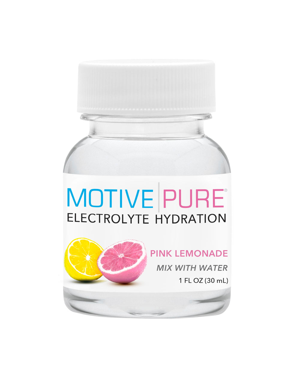MOTIVE PURE on the go hydration hero shot with pink lemonade