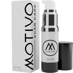 Motivo Scar Care silicone scar cream bottle during gentle application