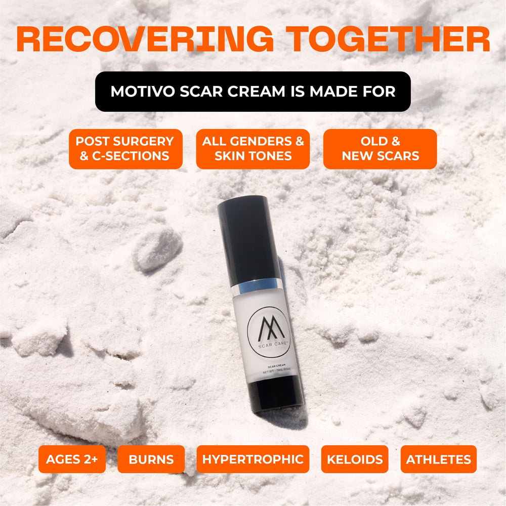 Close up texture of Motivo Scar Care silicone scar cream for quick dry formula