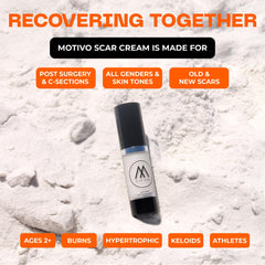 Close up texture of Motivo Scar Care silicone scar cream for quick dry formula
