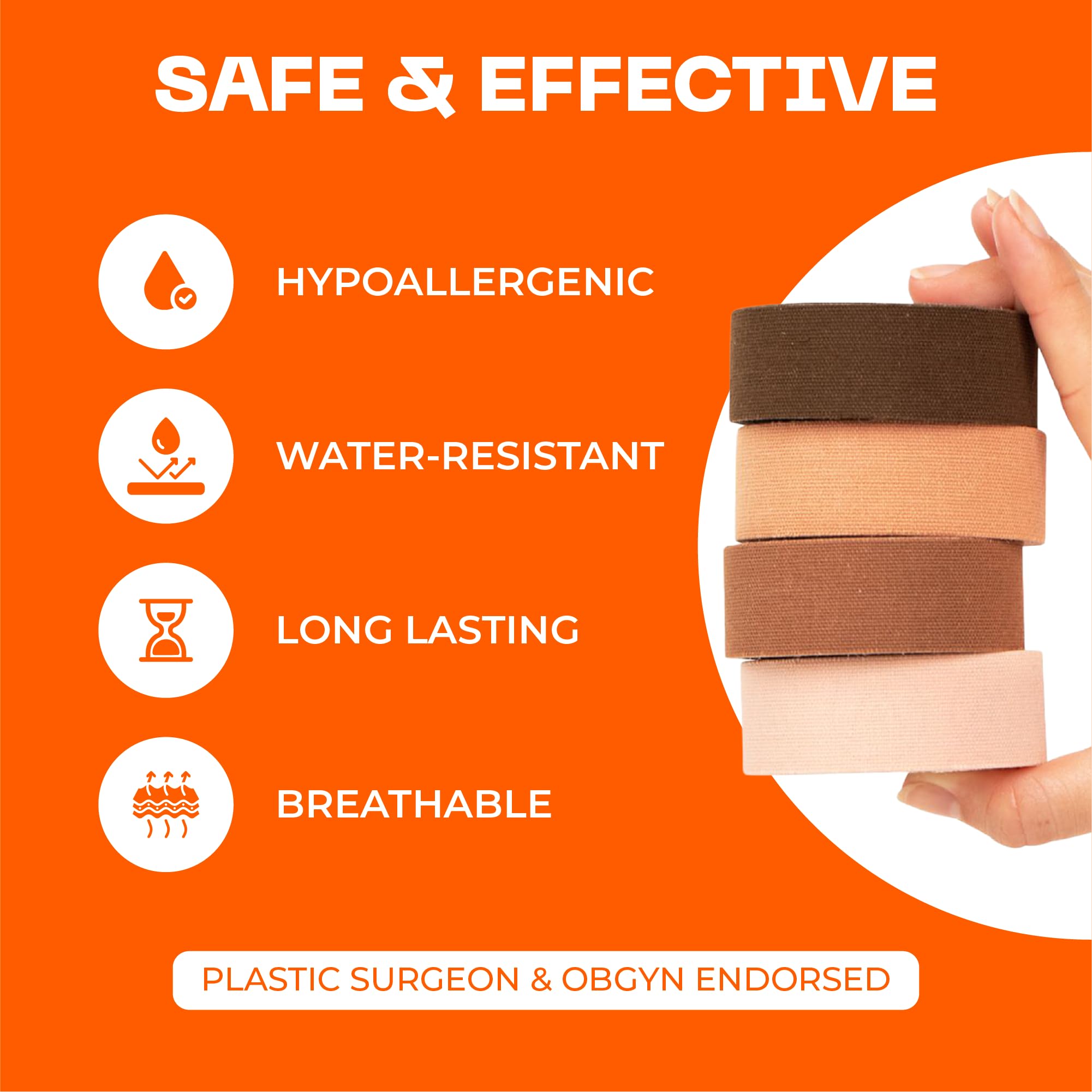 Motivo Scar Tape under clothing-friendly tan, wears invisibly under outfits.