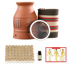 MOTRING moxibustion pot ceramic with heat-insulation net for ash containment.