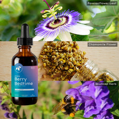 Mountain Meadow Herbs Berry Bedtime ingredient panel highlights herbal blend