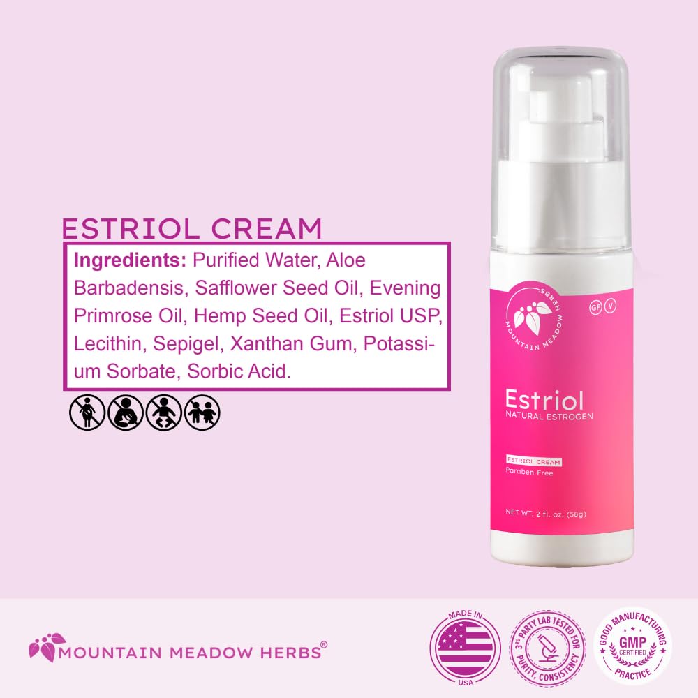 Estriol Cream upper chest application by Mountain Meadow Herbs for balance and comfort.