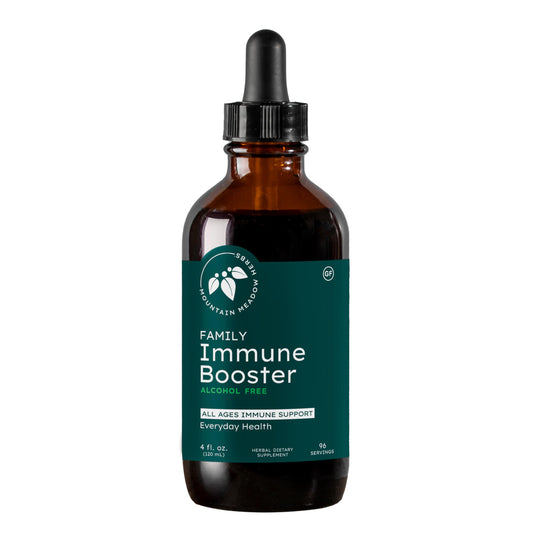 Mountain Meadow Herbs Family Immunity Defense tincture bottle pour for quick immune support.
