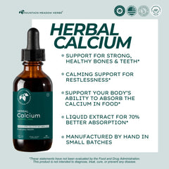 Mountain Meadow Herbs Herbal Calcium dropper-dispense highlights convenient, high-absorption intake.