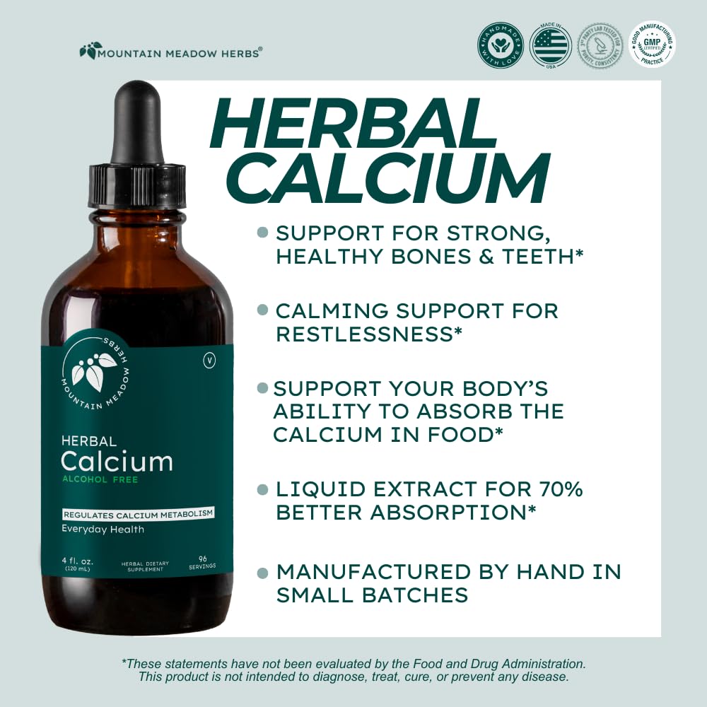 Mountain Meadow Herbs liquid calcium dropper for convenient absorption.