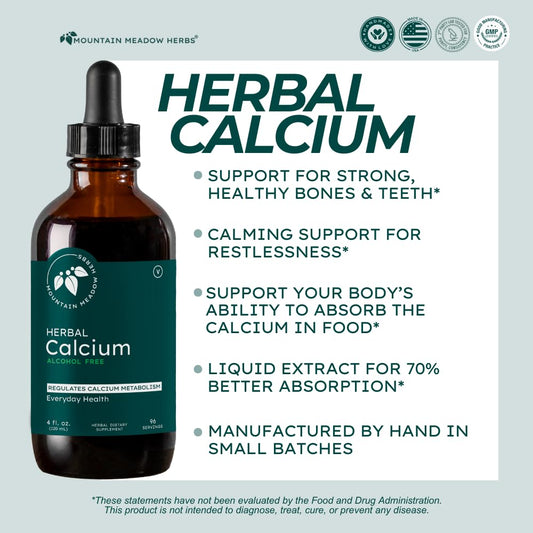 Mountain Meadow Herbs liquid calcium dropper for convenient absorption.