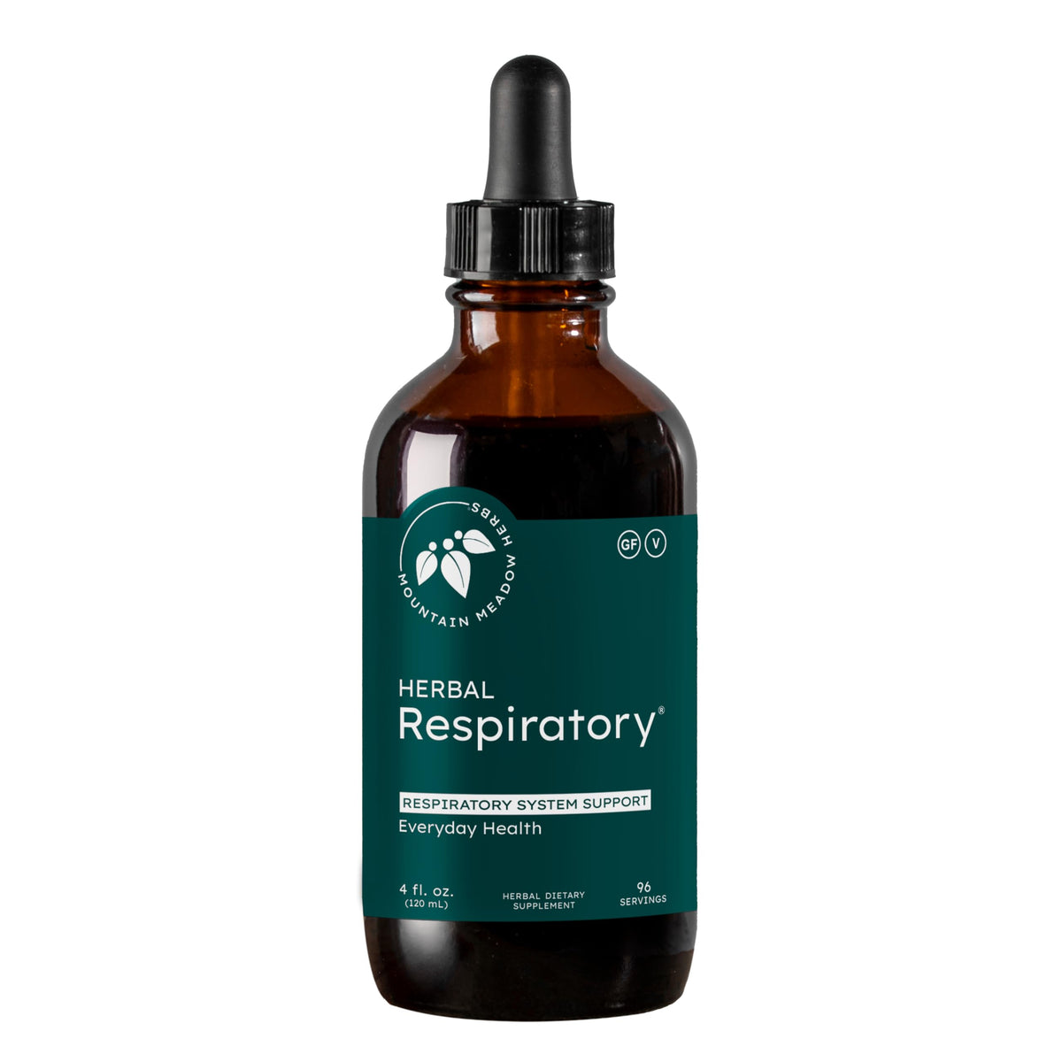 Mountain Meadow Herbs Herbal Respiratory bottle front, a soothing blend that may support airway comfort.