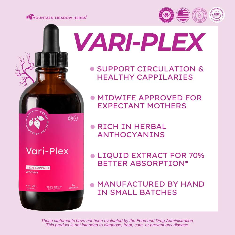 Mountain Meadow Herbs Vari-Plex liquid drops demonstrate fast-acting support for leg comfort