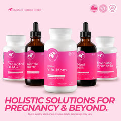 Herbal blend featuring raspberry leaf, ginger, nettle, and peppermint for gentle balance
