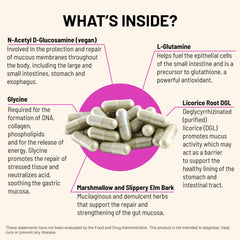 Mountain Peak Acid Assist capsule close-up highlighting N-acetyl glucosamine for tissue support.