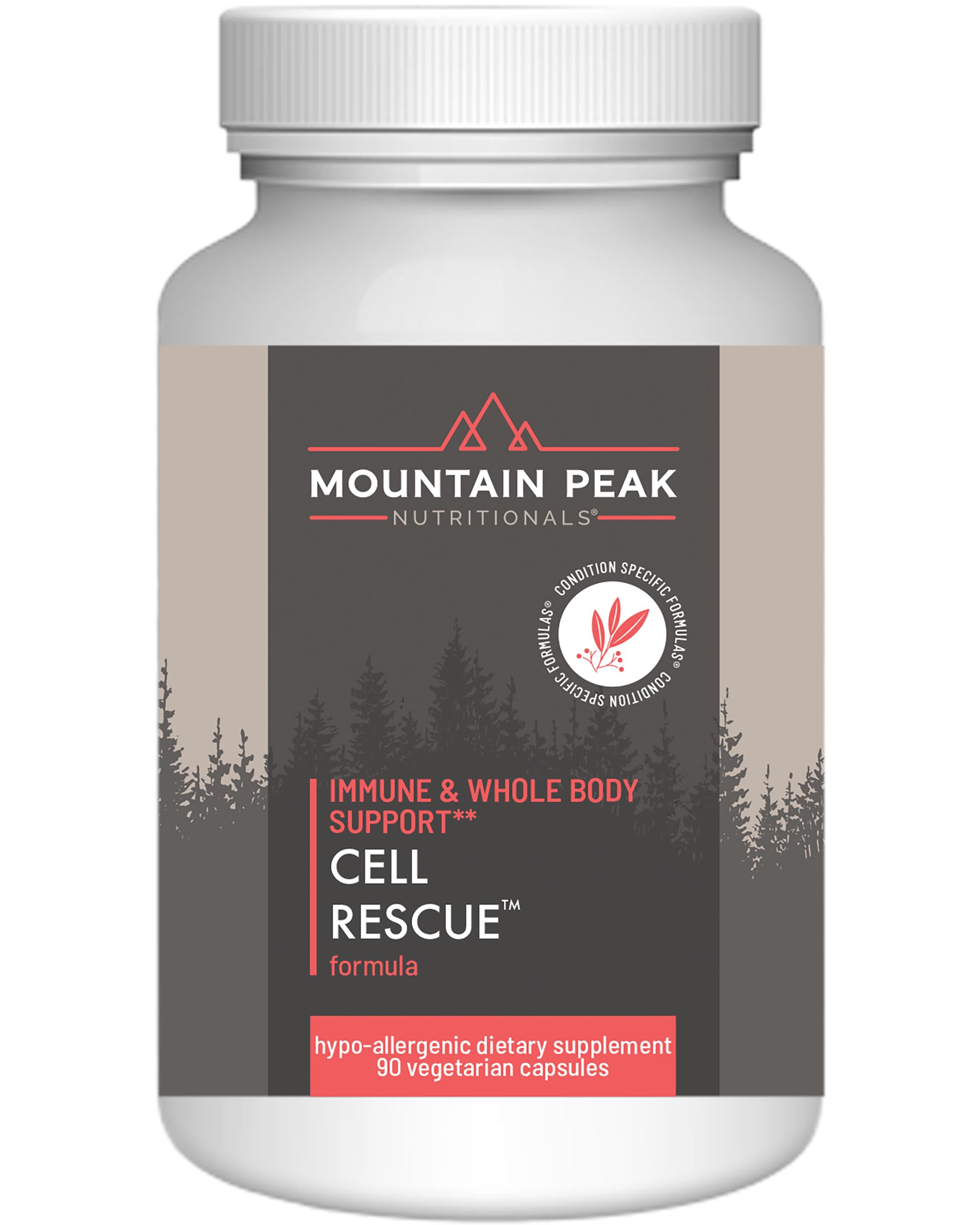 Mountain Peak Cell Rescue bottle pour shows easy daily dosing for antioxidant support