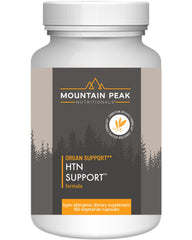 Mountain Peak HTN bottle label highlighting key cardiovascular benefits