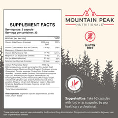 Vitamin and mineral details on Immuni-T bottle label for clarity.