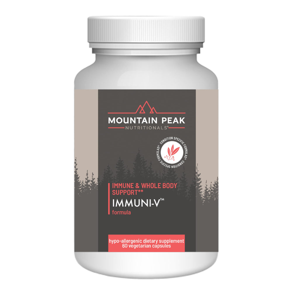 Mountain Peak Immuni-V bottle front view for daily immune support.
