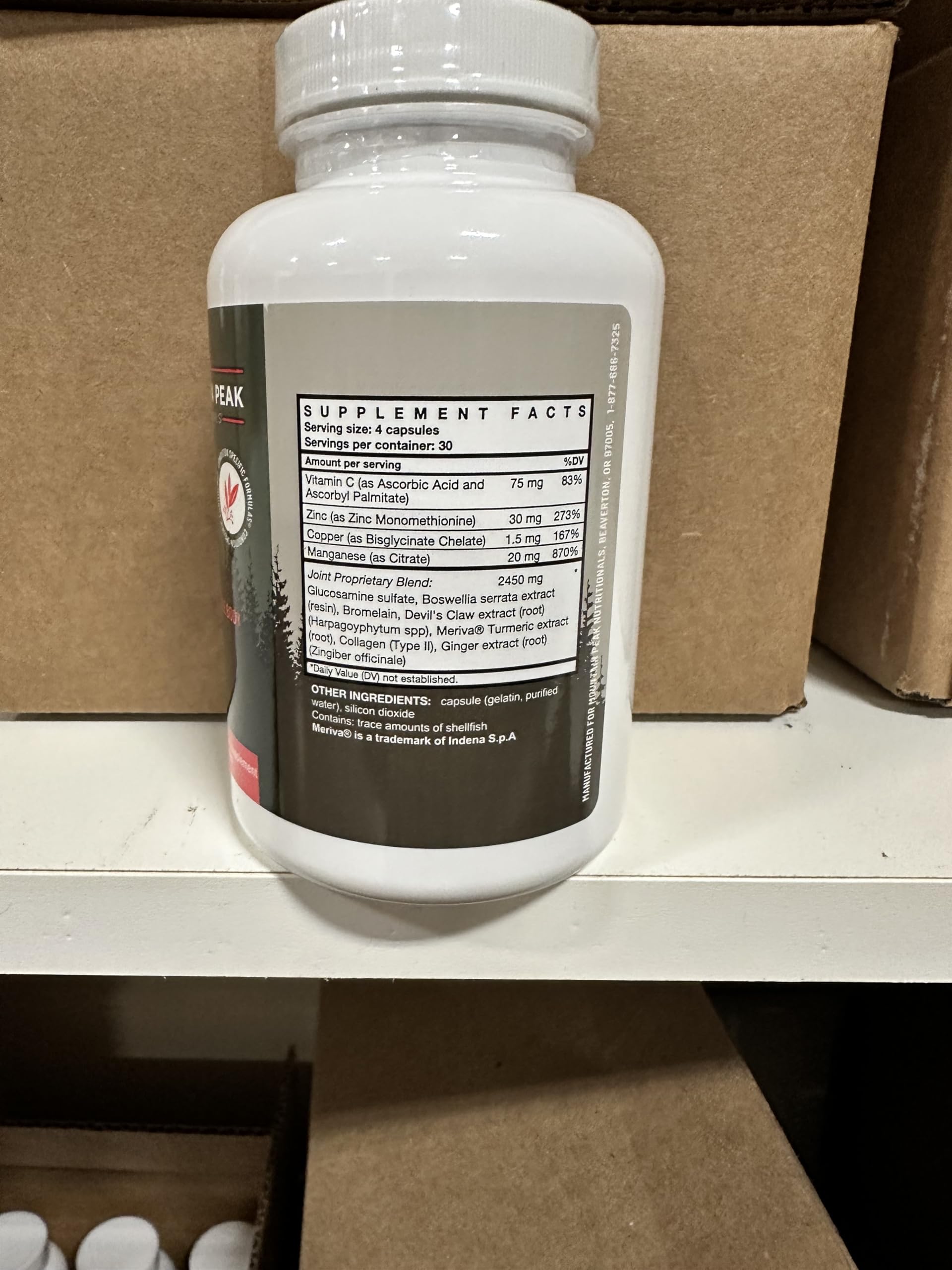 Mountain Peak Joint Formula product page emphasizes quality, purity, and evidence-based ingredients.