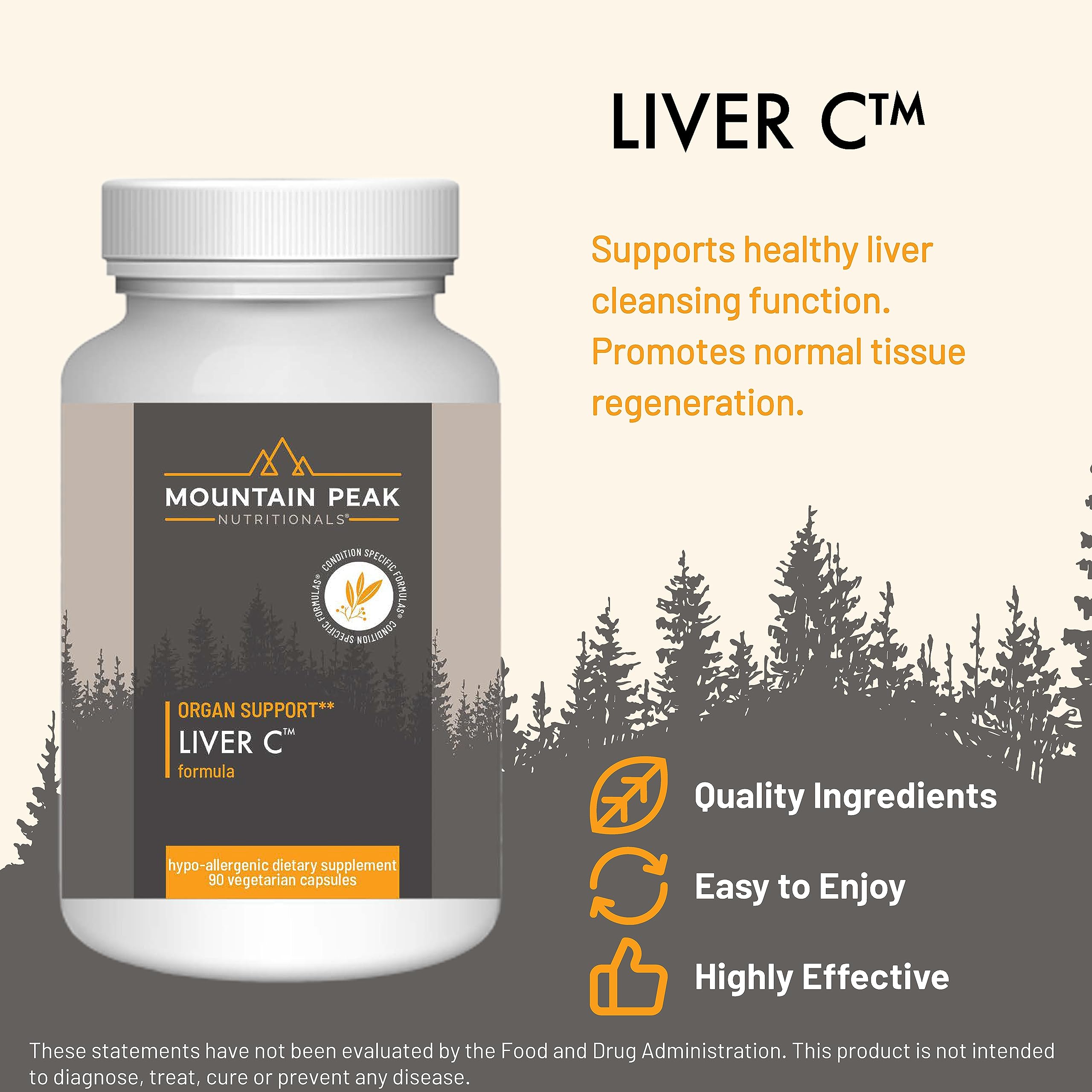 Mountain Peak Liver C label close-up highlights Siliphos milk thistle and turmeric blend.