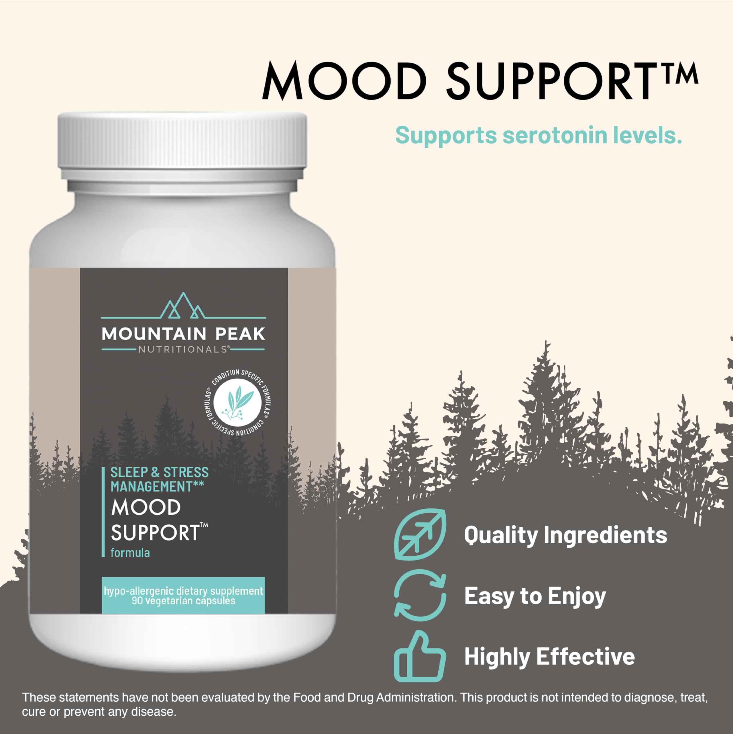 Close-up of Mountain Peak Mood Support capsules for potential mood support.