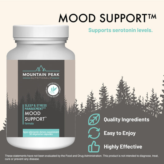 Close-up of Mountain Peak Mood Support capsules for potential mood support.