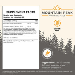 Mountain Peak Nutritionals Cholesterol Support label closeup emphasizes CoQ10 for heart-healthy benefits