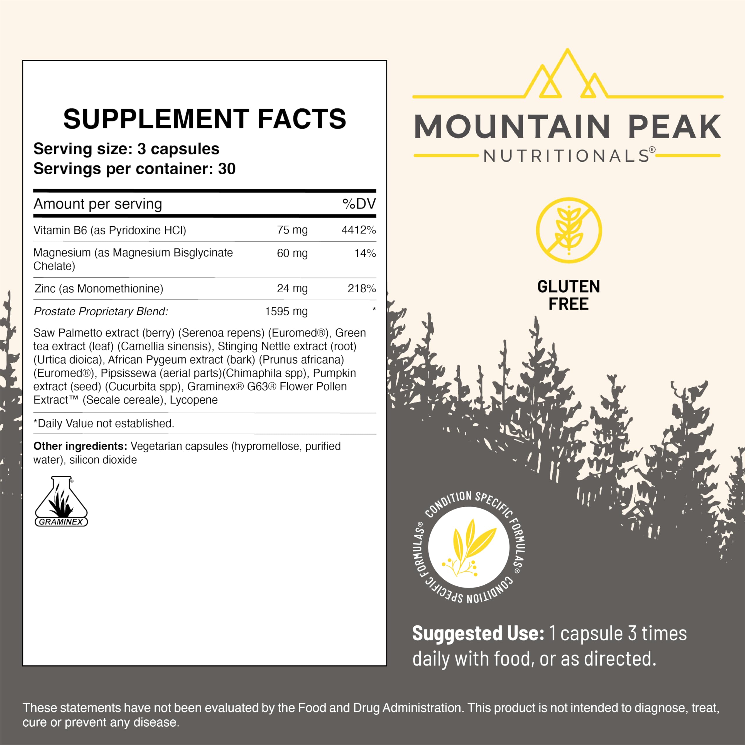 Mountain Peak Nutritionals Prostate saw palmetto ingredient closeup suggesting long-standing support for overall comfort.