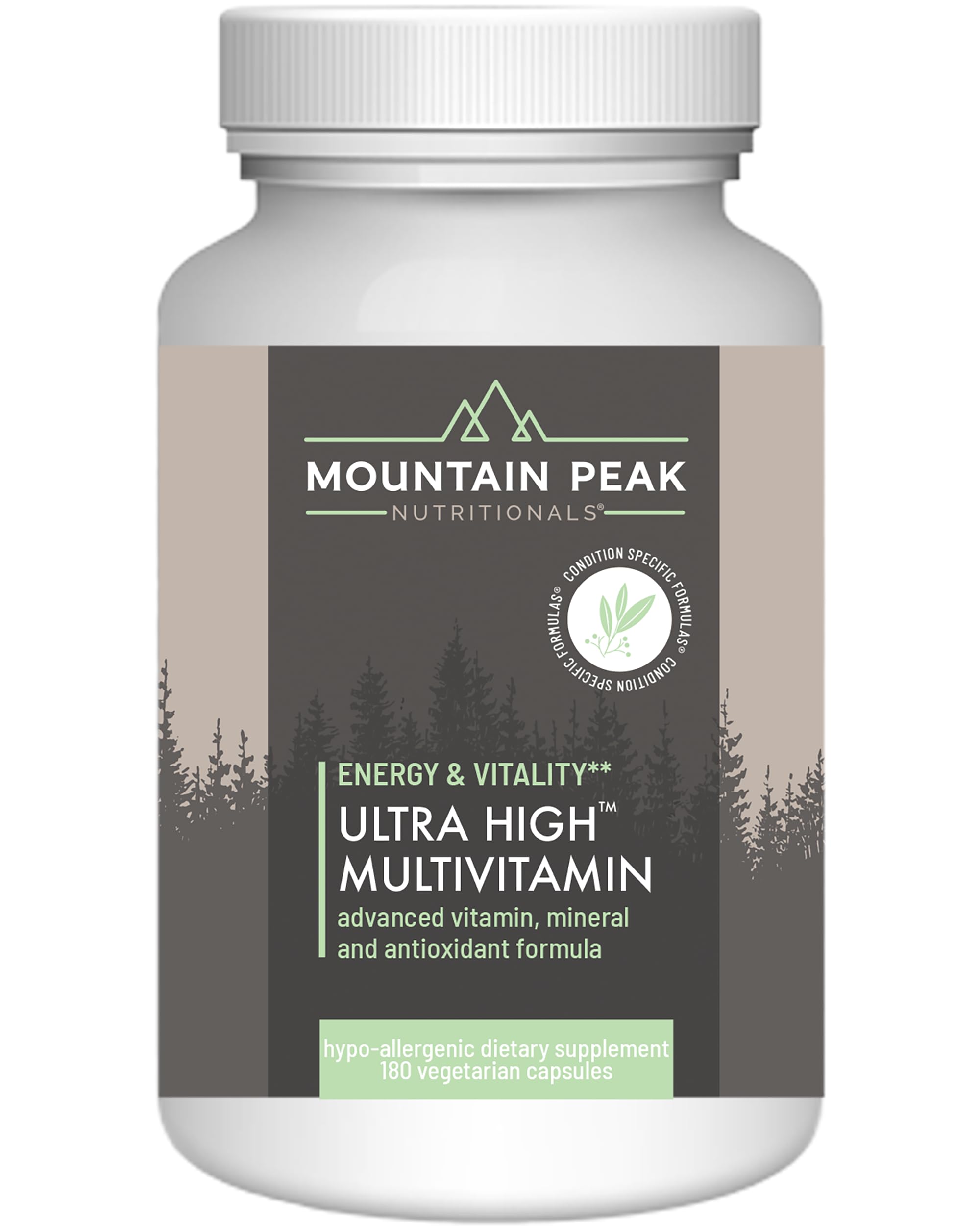 Mountain Peak Nutritionals Ultra High Multivitamin bottle front for daily wellness.