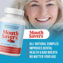 MOUTH SAVERS mint-style candy closeup highlighting refreshing, sugar-free breath support.