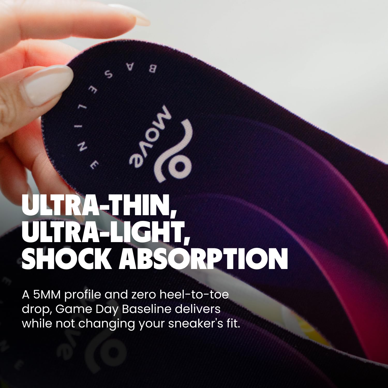 MOVE Baseline running shoe compatibility highlights lightweight shock absorption