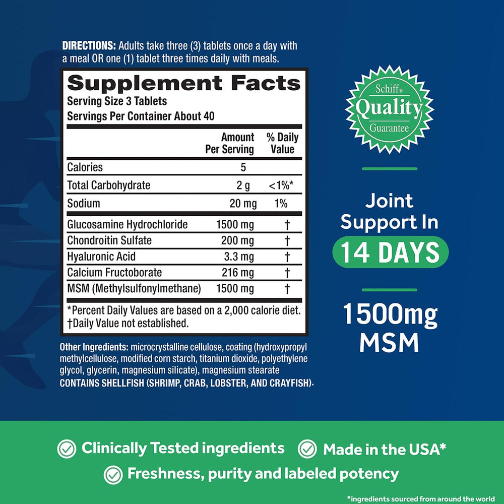 Move Free Advanced Plus MSM tablets with measuring cup imply easy dosing.