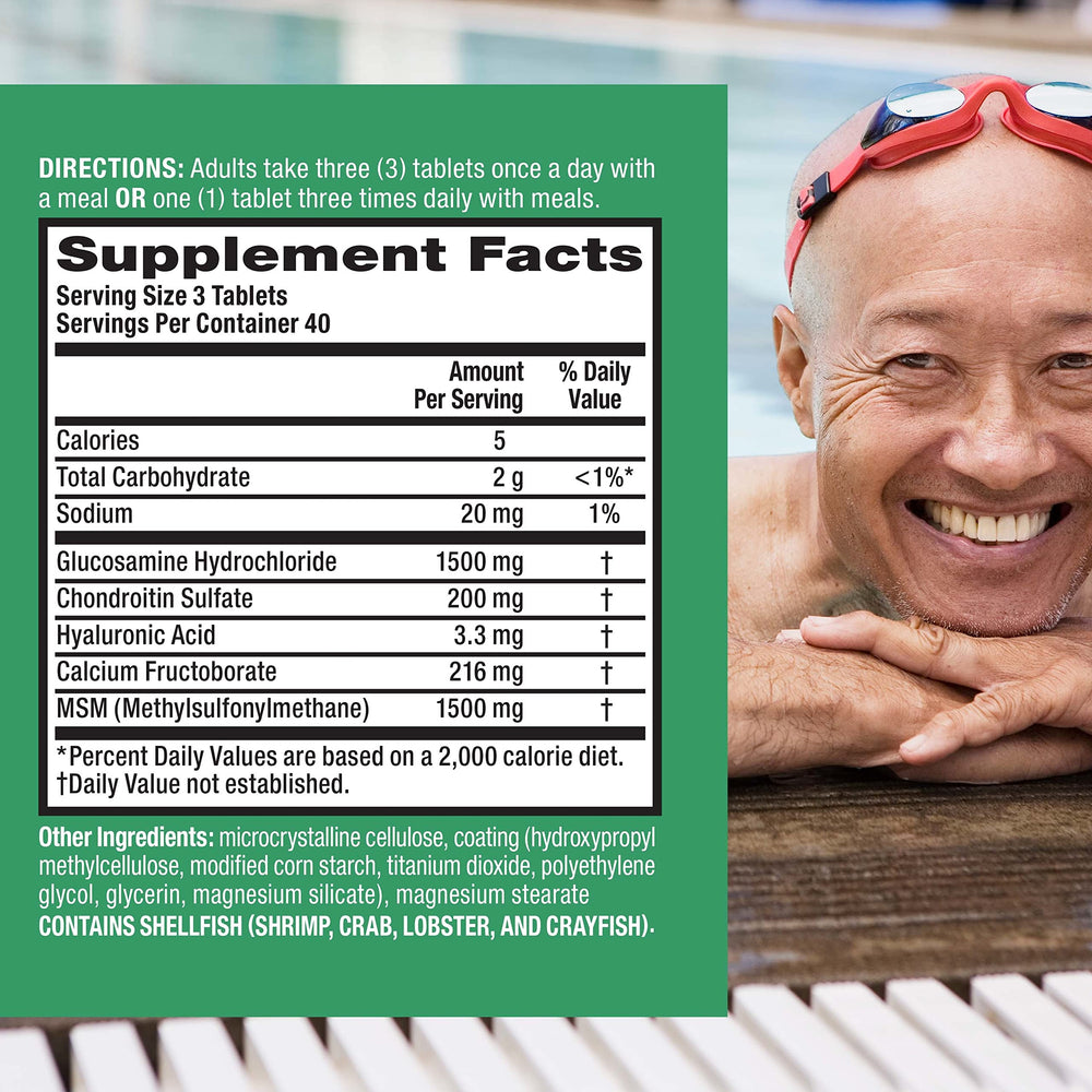 Move Free Advanced tablets closeup without glare, highlighting easy daily dosage.