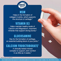 Move Free Advanced tablets close-up emphasizes compact tablet form for easy daily dosing