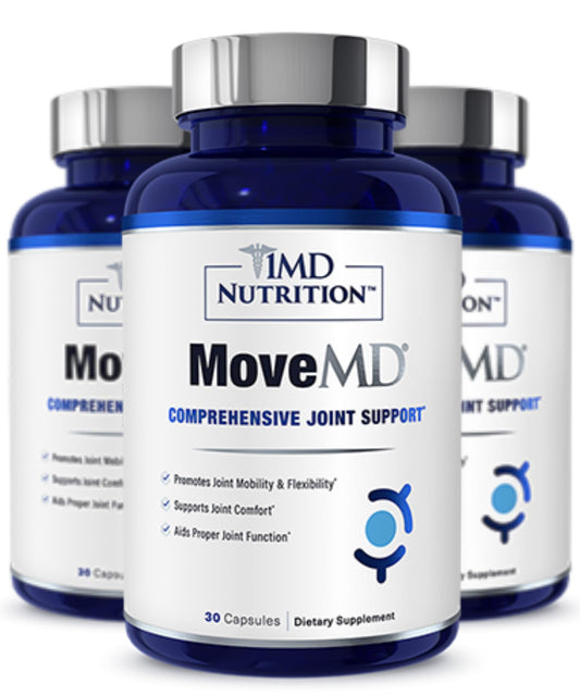 MoveMD bottle front view showing packaging for joint support and daily mobility.