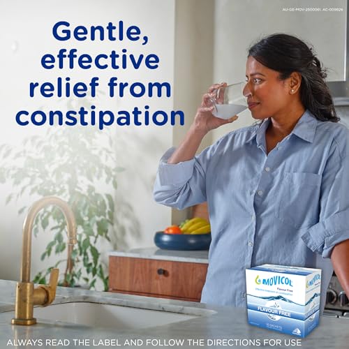 Movicol gluten-free formulation highlights suitability for gluten-sensitive users.