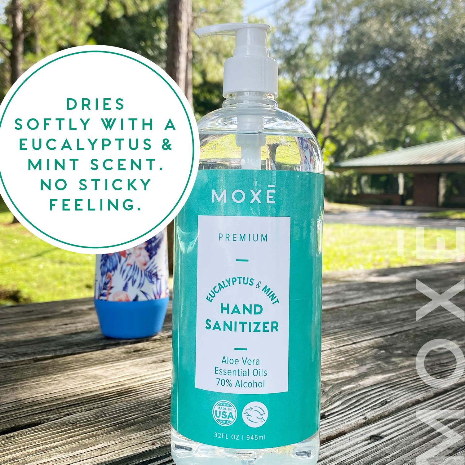 MOXE soothing formula shows Aloe Vera and Vitamin E moisturizing benefits