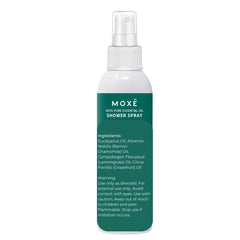 Made-in-USA MOXE bottle resting on bathroom shelf