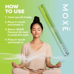 MOXE Natural Mojito Air Inhaler angled view shows compact pocket size.